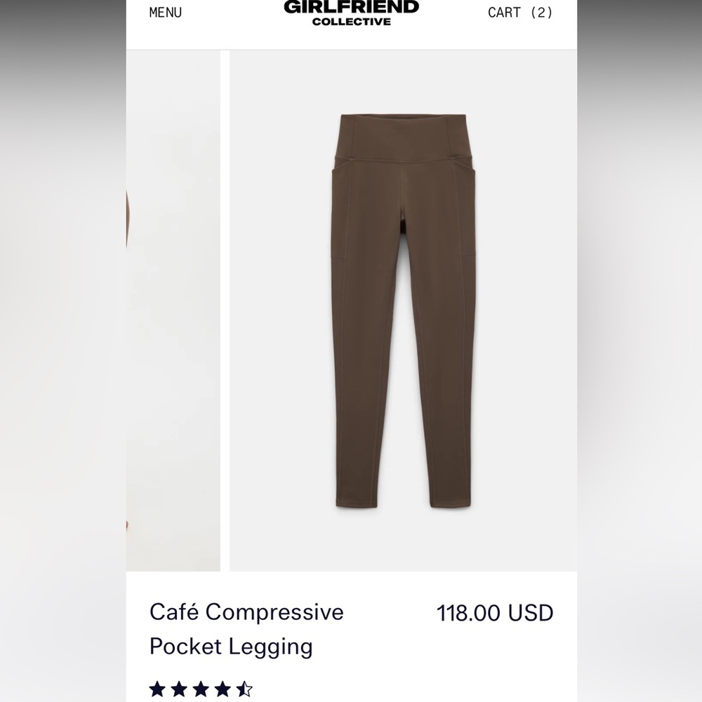 Girlfriend Collective Cafe Compressive Pocket Legging, M